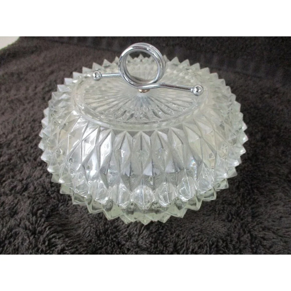 Crystal-lidded dish Small candy catchall trinket holder Indiana keepsake - Picture 5 of 5